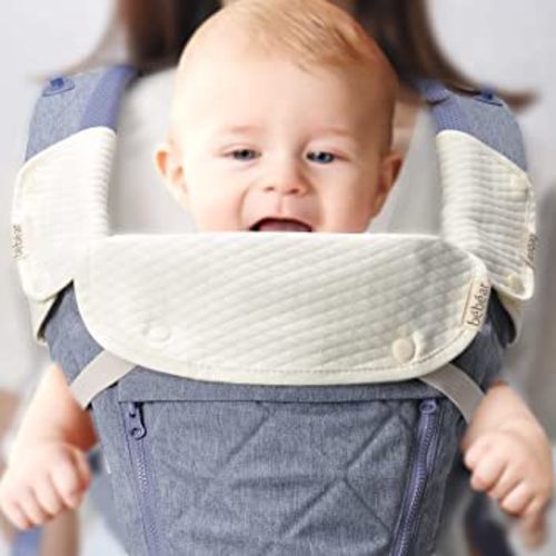 Bebamour Drool and Teething Reversible Cotton Pad For All Carry Positions Baby Carrier White Drool Bib For Boys & Girls(White)