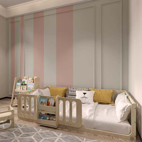 Montessori Floor Bed with Bookshelf – Montoddler