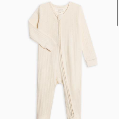 Maya Brushed Back Pointelle Footed Zipper Sleeper