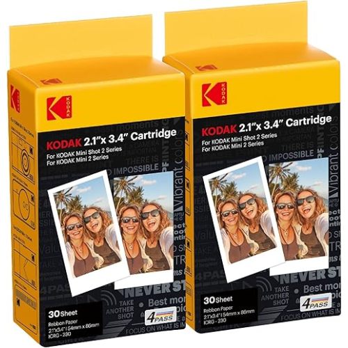 Kodak 4Pass 2.1 x 3.4 Inches Film Cartridge (60 Sheets) for Kodak Mini 2 Retro and Mini Shot 2 Retro