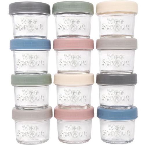 WeeSprout Glass Baby Food Storage Jars with Lids, Reusable Small Containers - 4/8 oz, 8/12 Pack
