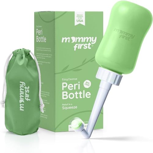 Mommy First® Peri Bottle for Postpartum Care | Upside Down Bottle for Perineal Cleansing and Recovery | Portable Bidet | Postpartum Essential | Green 12.2 OZ