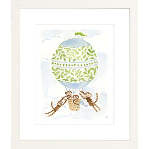The "Hot Air Balloon Menagerie Monkeys" Fine Art Print