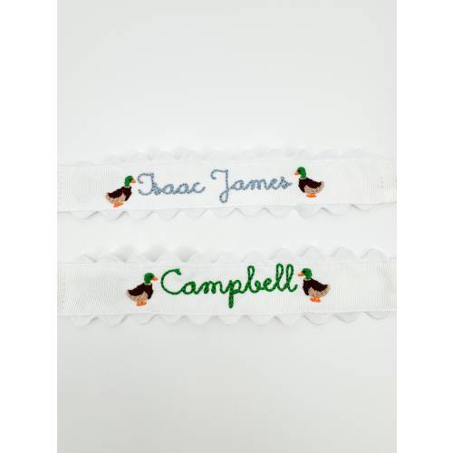 Monogrammed Pacifier Clip Embroidered Name, Baby Pacifier Clip, Embroidered Mallard Duck, Duck Baby Gift, Monogrammed Duck Design