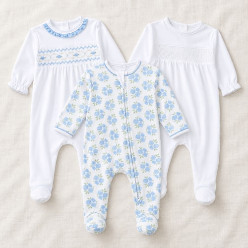 Baby Girl Footie Set - Dreamy Hydrangeas - Set of 3