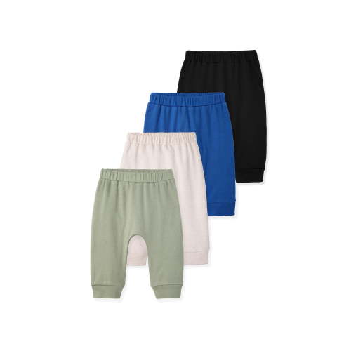 Garanimals Baby Boy Cotton Pull-On Joggers, Solids & Prints, 4-Pack, 0–24M