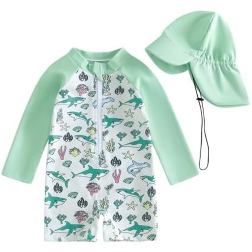 Baby Boy Swimsuit Infant Rash Guard Swimwear Toddler Bathing Suit Long Sleeve One Piece Zip Beach Swim Suits