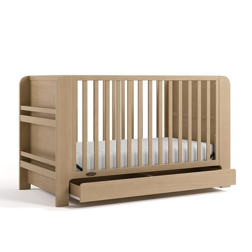 Graco Read-with-Me 4-in-1 Convertible Crib with Drawer, Driftwood