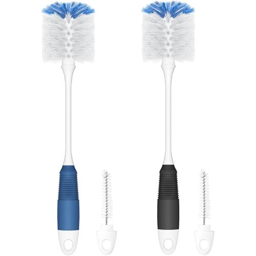Bottle Brush Cleaner, Long Flexible Handle Bottle Brush Scrub for Water Bottles, Glasswares, Tumblers, Travel Coffee Mugs, 2 Pack