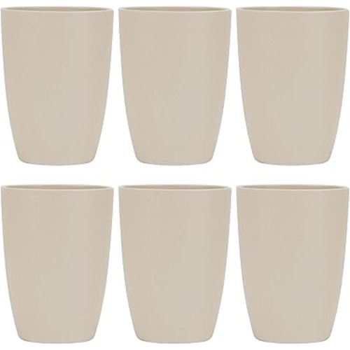 Wheat Straw Reusable Cup (12 oz) - Unbreakable Drinking Glasses Sets of 6 - Dishwasher Safe Tumbler - Lightweight, BPA Free and Eco friendly (6Pcs/Beige)