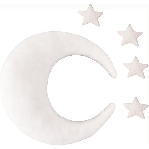 MehelloFeather Moon Pillow Photography Props 5Pcs Moon Star Pillow Set Photography Posing Pillows Adjustable Photography Props, White