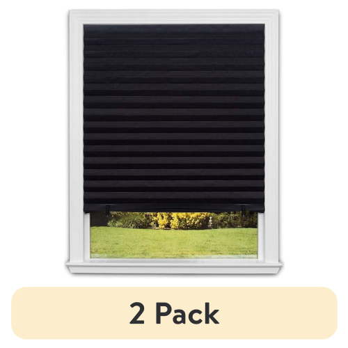 (2 pack) Redi Shade No Tools Original Blackout Pleated Paper Shade Black, 36 in x 72 in