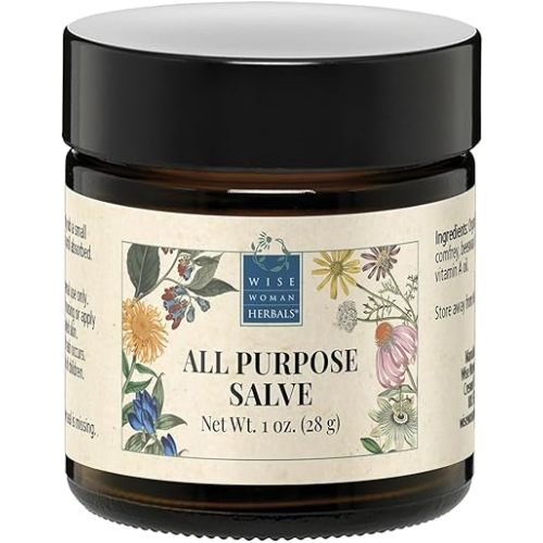 Wise Woman Herbals All-Purpose Salve, Herbal Balm with Calendula & Comfrey, Soothes Dry, Irritated Skin, Postpartum Skin Care, Nourishing Skin Support for All Ages, Non-GMO, 1 oz Jar