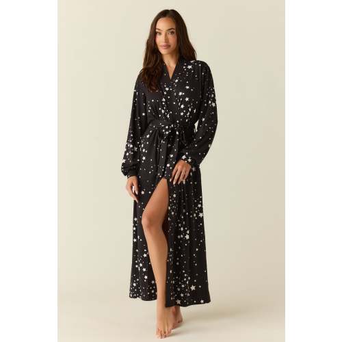 Skyler Cloud Jersey Banded Long Robe in Black Stars – MASONgrey