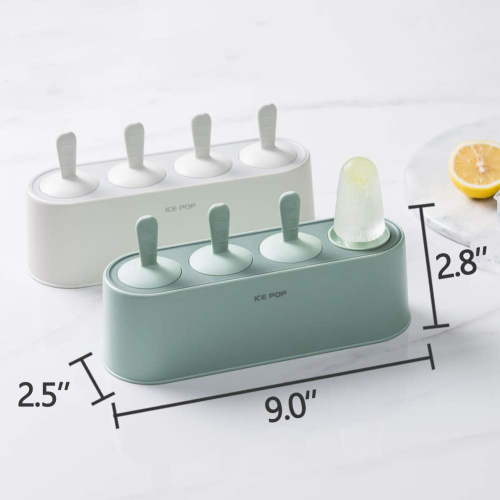 Silicone Popsicle Mold Set 4 Pieces Homemade Silicone Popsicle Maker Kid Easy Release Ice Cream Molds Reusable DIY Pop Molds (Green)