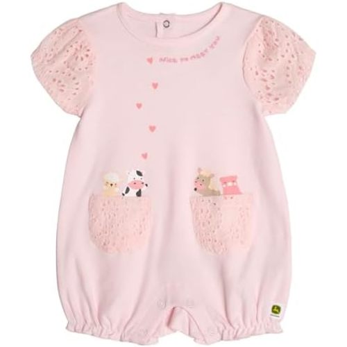 John Deere Animals Baby Girls Romper Newborn to Infant Sizes (0-3 Months - 12 Months)
