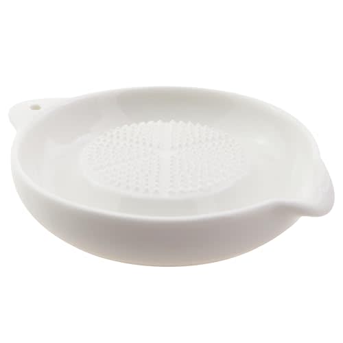 CChiai Ceramic Ginger And Garlic Grating Plate Mud Grater Diameter 3.54in Easy For Juice Collection Baby Food Accessory For Onion Cheese Lemon Chocolate Vegetables And Fruit Grinding Tool White