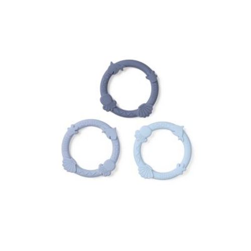 Loulou Lollipop Silicone Wild Teether Ring Soother Set - Blue Fog 3pc