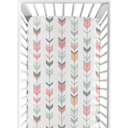 Sweet Jojo Designs Fitted Baby Crib Sheets (Coral) for Girls, Infant Nursery, Toddler Room - Standard Size (Solid Color for Minimalist, Shabby Chic, Bright, Classic, Modern, Mod Diamond Collection)