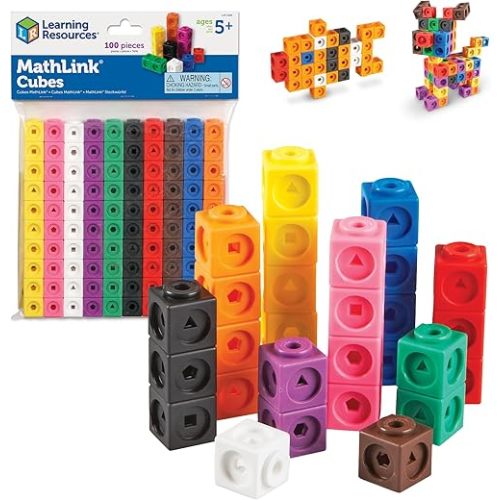 MathLink Cubes - Set of 100 Cubes, Ages 5+ Kindergarten