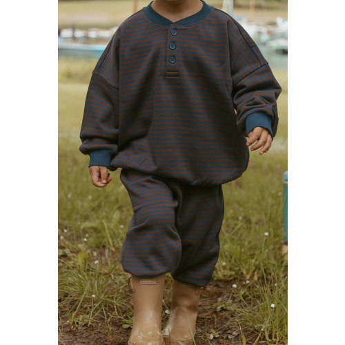 Bailey Set in Deep Blue Chocolate Stripe