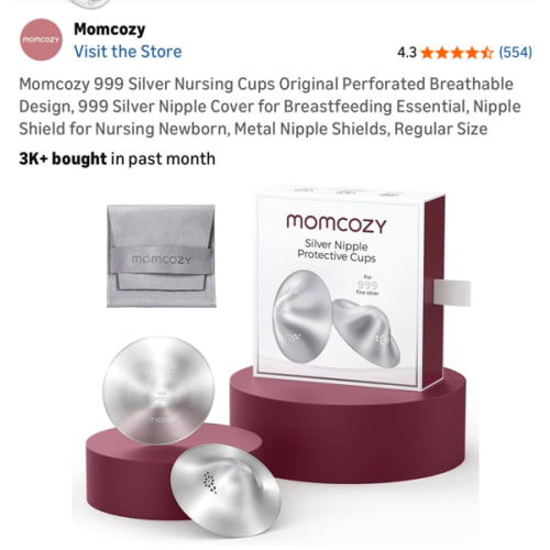 Amazon.com : Momcozy 999 Silver Nursing Cups Original Perforated Breathable Design, 999 Silver Nipple Cover for Breastfeeding Essential, Silver Nipple Shield for Nursing Newborn, Metal Nipple Shields, Regular Size
