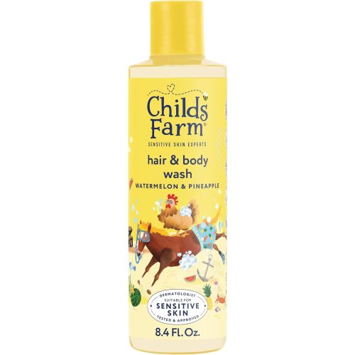 Childs Farm, Kids Hair & Body Wash for Dry, Sensitive Skin, Watermelon & Organic Pineapple, Gently Cleanses, Vegan, Cruelty-Free, 8.4 Fl Oz