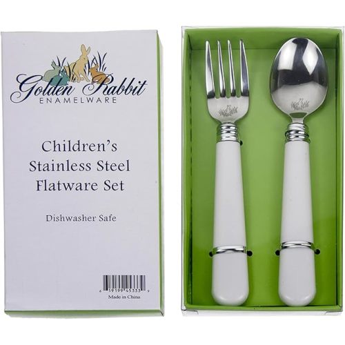 Golden Rabbit Enamelware - Flatware 2-piece Gift Set (Solid White)