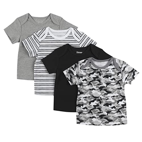 Hanes Baby T-Shirt, Flexy Soft Stretch Shirt, Expandable Shoulder, 4-Pack