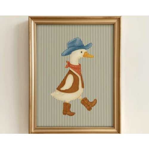 Vintage Cowboy Goose Nursery Wall Art Digital Download