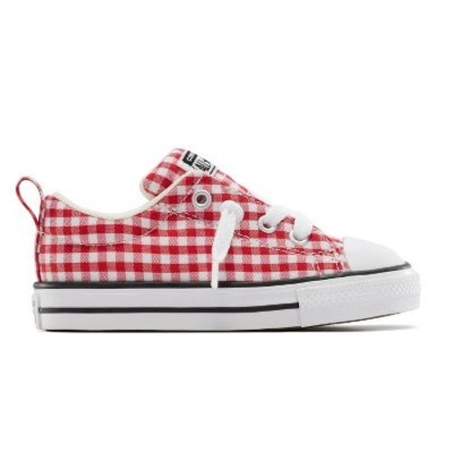 Converse Toddler Street Ox Low Top Gingham Sneakers - Red 10T