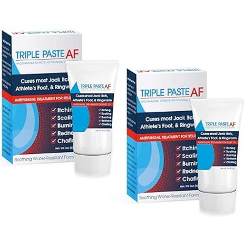 Triple Paste AF Antifungal Ointment for Skin, Athletes Foot Treatment and Ringworm Treatment - 2% Miconazole Antifungal Cream - 2 Oz Tube (Pack of 2) (Packaging May Vary)