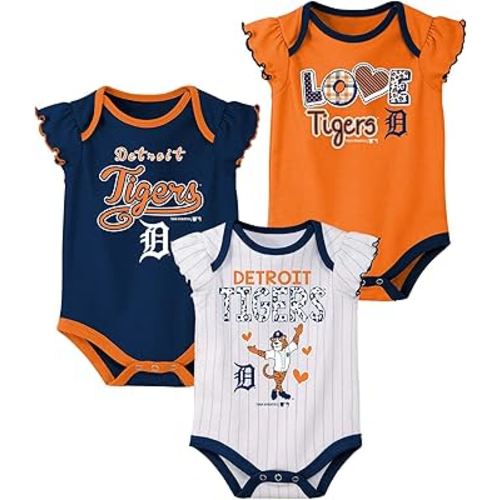 Outerstuff MLB Newborn and Infant Baby Girls 3pk Creeper Set