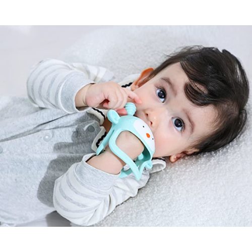 COZYPANDA Baby Teether, Teething Toys for Babies 0-6 Months, Never Drop Baby Teething Toys, Silicone Teether Toys, Infant Toys, Teething Pacifier, Baby Chew Toys for Teething Relief, BPA Free(Green)