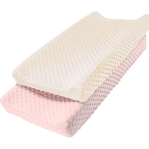 Owlowla Changing Pad Cover,Soft Minky Dots Changing Table Sheets for Baby Boy and Girl 2Pack (Pink&Cream)