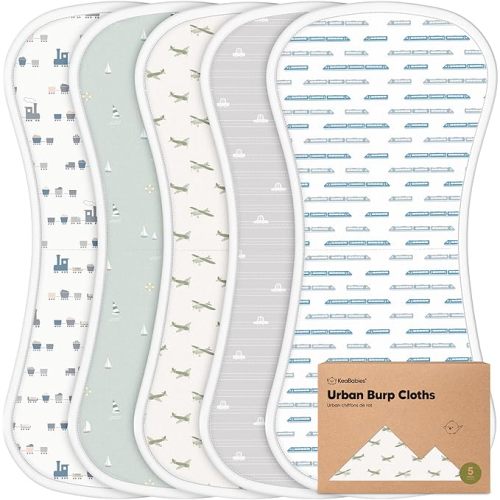 Organic Burp Cloths Baby Boy & Girl - 5-Pack Super Absorbent Cotton Burping Cloths for Babies, Soft & Plush Newborn Spit Up Rags, Infant Towels for Milk Spit Up, Unisex, Large 21" x 10" (Vessels)