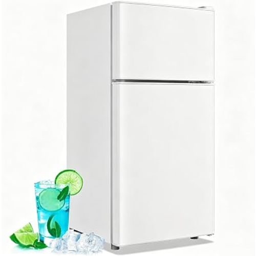 45L Personal Double‑Door Mini Fridge With Freezer, White