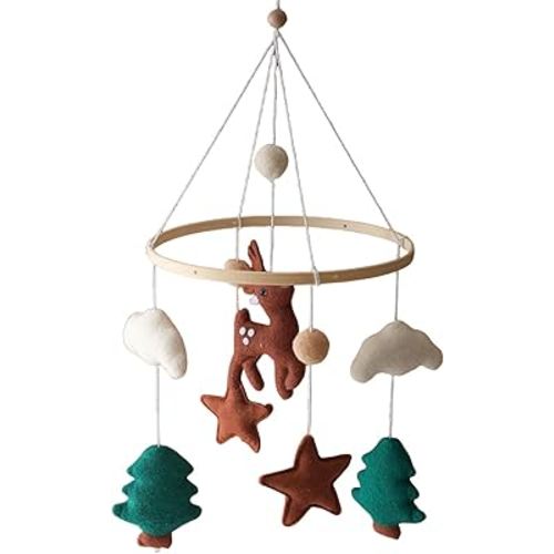 Bavokon Nursery Mobiles | Baby Deer Crib Mobile with Clouds Trees - Stroller Accessories for Birthday Boys Girls Shower Preschool Bedtime Pushchair Kids Toddler