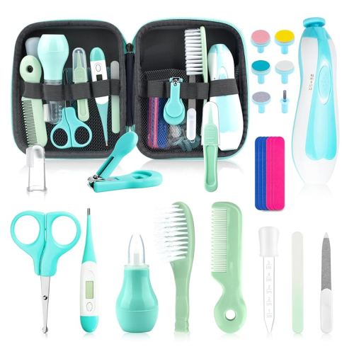 Baby Grooming Kit for Boys Girls Safety Newborn Nursery Essentials Grooming Set Gift for First-time Parents, Green 25 in 1
