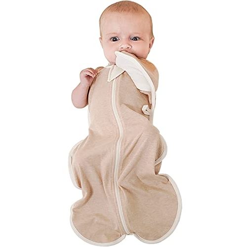 Swaddle, 100% Organic Cotton, Beige, Small, 0-3 Months, Newborn, 7-13 lbs, Transition Baby Sleep Sack, Dramatically Better Sleep