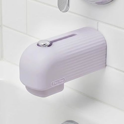 Roslim Baby Bathtub Faucet Cover, Silicone Bath Faucet Cover for Kids, Bath Spout Cover for Baby, Baby Faucet Cover for Bathtub Safety, Toddler Bath Tub Water Spout Cover, Universal Fit, Light Purple