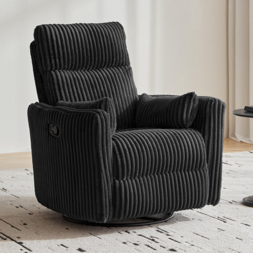 Ebern Designs Sherry Modern Swivel Glider Recliner with Adjustable Backrest & Footrest, Plush Corduroy Upholstery & Reviews | Wayfair