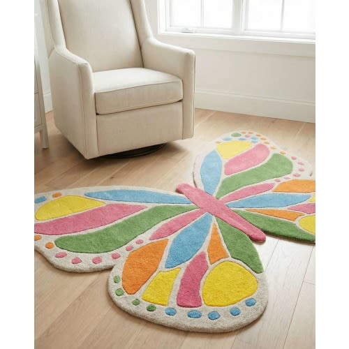 Multicolor 3' 6 x 5' 3 Happy Rugs Butterfly Wool | Rugs.com