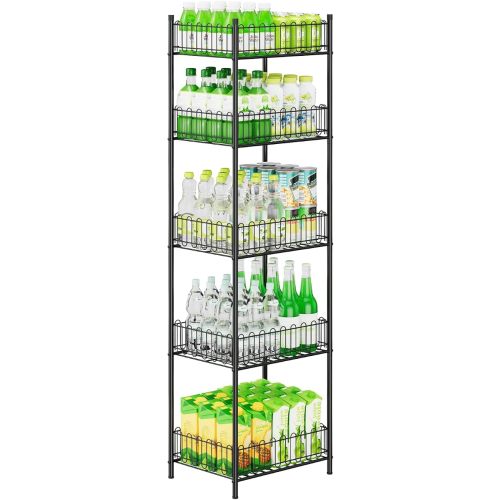 OYEAL Soda Can Organizer for Pantry 5 Tier Water Bottle Organizer Holder for Tumbler Travel Mug Cup, Freestanding Can Storage Organizer for Pantry Kitchen Living Room Organization