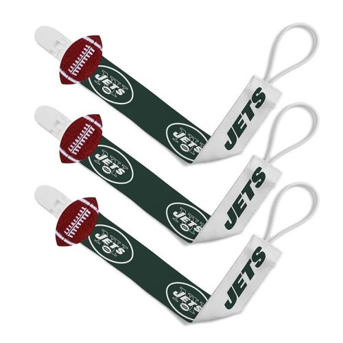 Babyfanatic Officially Licensed Unisex Baby Pacifier Clip 3-pack Nfl New York Jets.