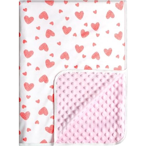 Baby Blankets for Boys or Girls, Super Soft Nursery Crib Blanket, Newborn Blanket with Double Layer, Dotted Backing, Lightweight Baby Crib Blanket, 30 * 40 inche (Heart)