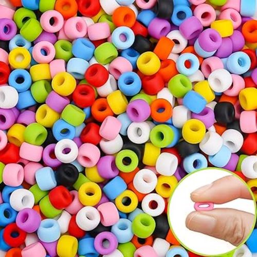 300PCs Silicone Pony Beads 6 * 9mm Silicone Kandi Beads for Bracelet Making, Mixed Colors Soft Focal Beads for Hair Braiding, Pens, DIY Crafts, Key Chains and Ornaments Decorations