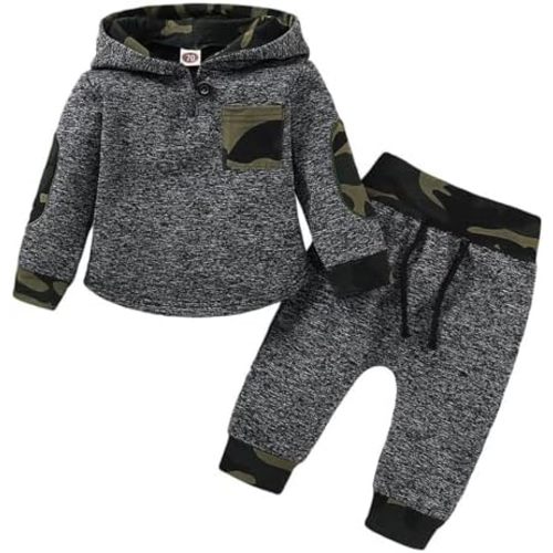 AmzBarley Baby Boy Clothes Plaid Long Sleeve Hoodie Sweatshirt Pants Outfit