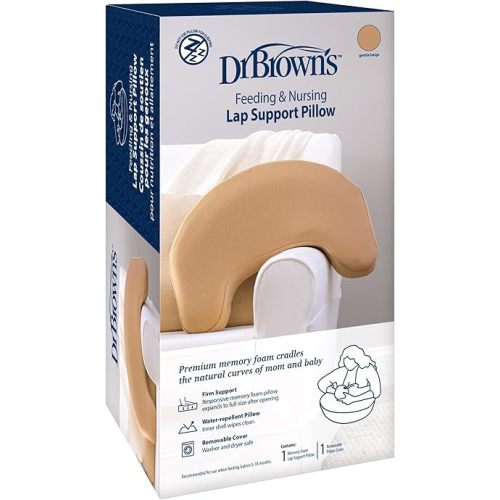 Dr. Brown's Feeding and Nursing Lap Support Pillow with Cover, Premium Memory Foam, Responsive Firm Support, Gentle Beige