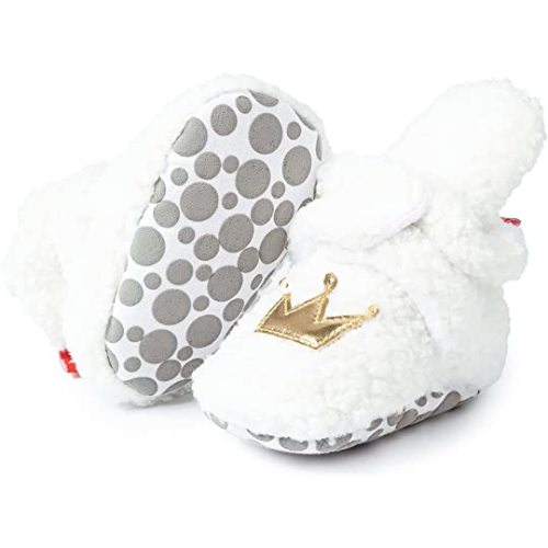 Sawimlgy Newborn Infant Baby Girl Boy Cotton Booties Stay On Sock Slippers Soft Bedroom Shoes Non-Skid Ankle Boots With Grippers Toddler Crib Warm Shoe First Walker Birthday Shower Gift